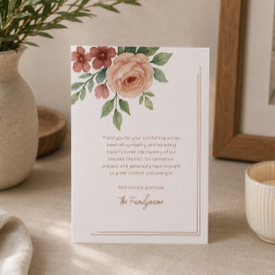 Weiße & Goldene Florale Dankeskarten für Beileidsb Folieneinladung