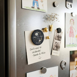 Weiße Goldene Florale Hochzeitskrone Save The Date Magnet