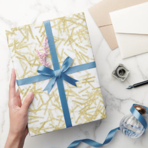 Weiße Goldene Glamouröse Glitzernde Geburtstagsfei Geschenkpapier