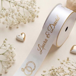 Weiße Goldene Hochzeit Personalisierte Namensband Satinband