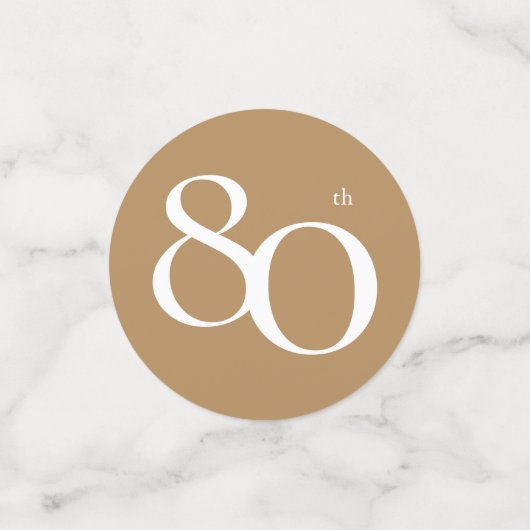 Weiße goldene Kalligraphie-Elegant des 80. Geburts Konfetti (Klein Vorderseite)