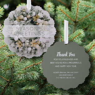Weiße Goldene Kranz Geschäft Feiertags-Gruß Papier Ornament Karte