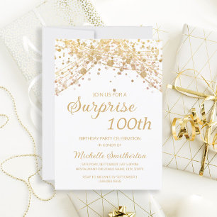 Weiße Goldene Lichterketten Überraschen zum 100. G Einladung