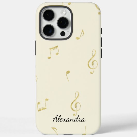 Weiße Goldene Musiknoten Case-Mate iPhone Hülle (Rückseite)