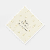Weiße Goldene Musiknoten Geburtstag Serviette (Ecke)