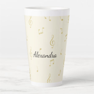 Weiße Goldene Musiknoten   Milchtasse