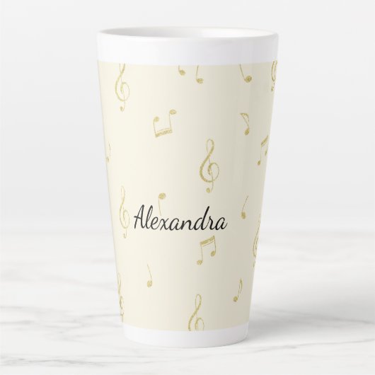Weiße Goldene Musiknoten Milchtasse (Vorderseite)