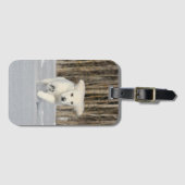 Weiße, goldene Retriever Welpe im Schnee Gepäckanhänger (Vorderseite (Horizontal))