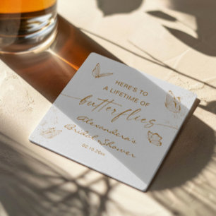 Weiße Goldene Schmetterling Hochzeitsdusche Willko Rechteckiger Pappuntersetzer