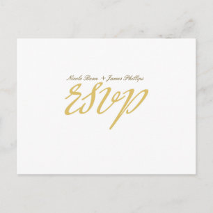 Weiße & Goldene Schrift Hochzeit RSVP Postkarte