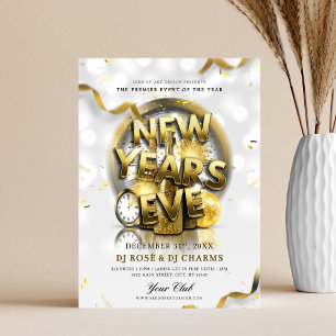 Weiße & goldene Silvester-Club-Party Flyer
