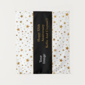 Weiße/goldene Stars mit Jubiläum der Botschaft/des Wandteppich (Vorderseite)