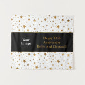 Weiße/goldene Stars mit Jubiläum der Botschaft/des Wandteppich (Vorderseite (Horizontal))