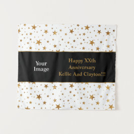 Weiße/goldene Stars mit Jubiläum der Botschaft/des Wandteppich