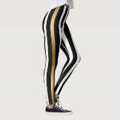 Weiße, goldene und schwarze Streifen Leggings (Rechts)