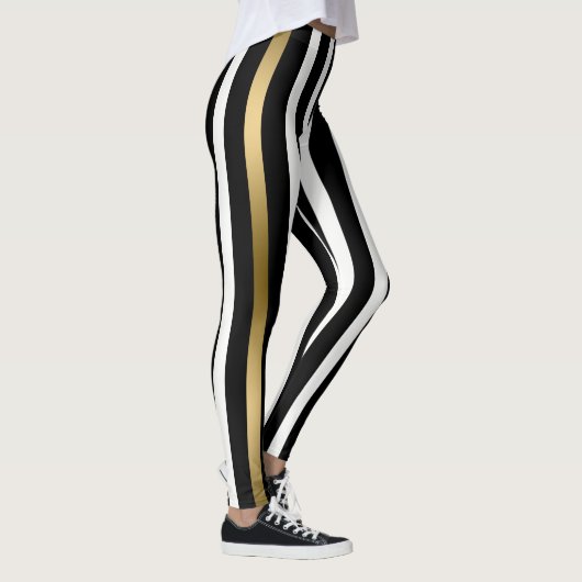 Weiße, goldene und schwarze Streifen Leggings (Rechts)