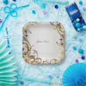 Weiße goldfarbene Papierplatte Pappteller (Party)