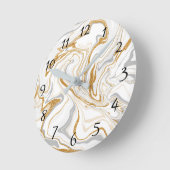 Weiße, goldfarbene und graue Marmor wie Wirbel Flu Runde Wanduhr (Winkel)