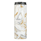 Weiße, goldfarbene und graue Marmor wie Wirbel Flu Thermosbecher (Rückseite)