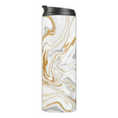 Weiße, goldfarbene und graue Marmor wie Wirbel Flu Thermosbecher (Nach rechts gedreht)
