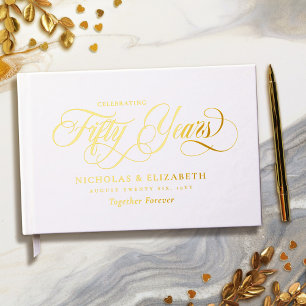 Weiße Goldfolie 50. Hochzeitstag Gästebuch