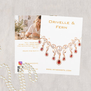 Weiße Goldhalskette Schmuck Fotoanzeigekarte Begleitkarte
