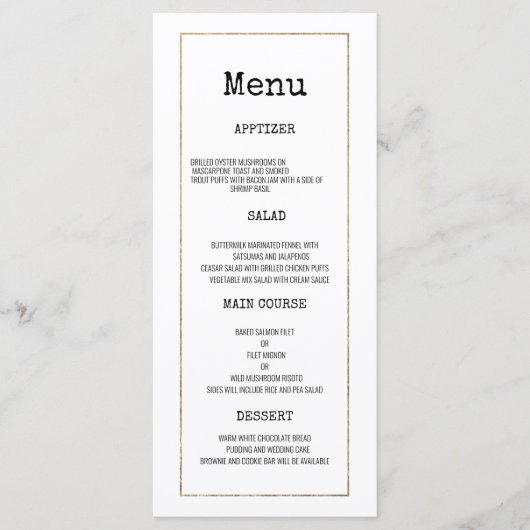 Weiße Goldschreibmaschine Schriftart rustikales Ho Programm (Vorderseite)