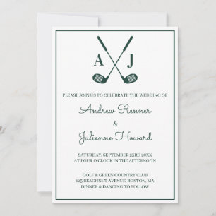 Weiße Golf-Hochzeit Einladung