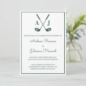 Weiße Golf-Hochzeit Einladung (Stehend Vorderseite)