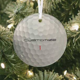 Weiße Golfball-Textur mit Noppen Custom Name Numme Ornament Aus Glas