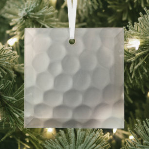 Weiße golfballstruktur mit dimpeln ornament aus glas