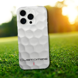 Weiße golfkugel mit strukturierter oberfläche und  iPhone 16 pro hülle