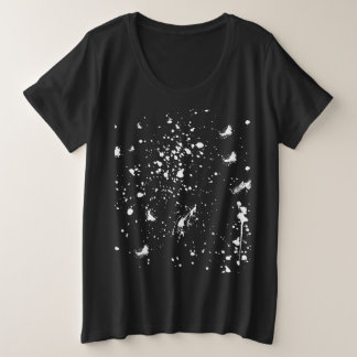 Weiße Grafik-Spritzfarbe Fleck Weiße Tinte Spritze Große Größe T-Shirt