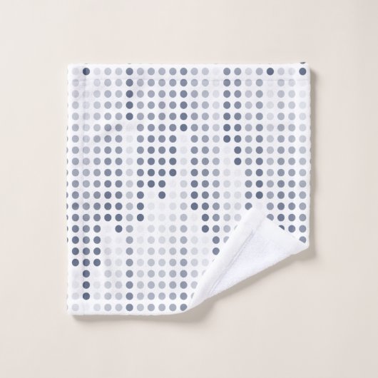 Weiße graublaue Polka-Punktmatrix Badhandtuch Set (Waschlappen)