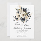 Weiße graue Flora Zwei werden zu einer Bibelhochze Einladung (Vorderseite)