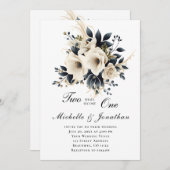 Weiße graue Flora Zwei werden zu einer Bibelhochze Einladung (Vorne/Hinten)