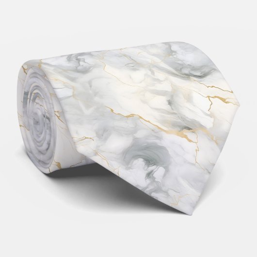 Weiße graue goldfarbene Marmorplatte Krawatte (Gerollt)