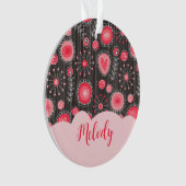 Weiße graue Herzen und Blume Blumenname Ornament (Vorderseite)