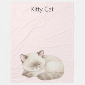 Weiße Graue Kitty Katze Fleecedecke (Vorderseite)