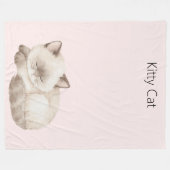 Weiße Graue Kitty Katze Fleecedecke (Vorderseite (Horizontal))