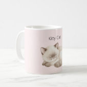 Weiße Graue Kitty Katze Kaffeetasse (Vorderseite Links)