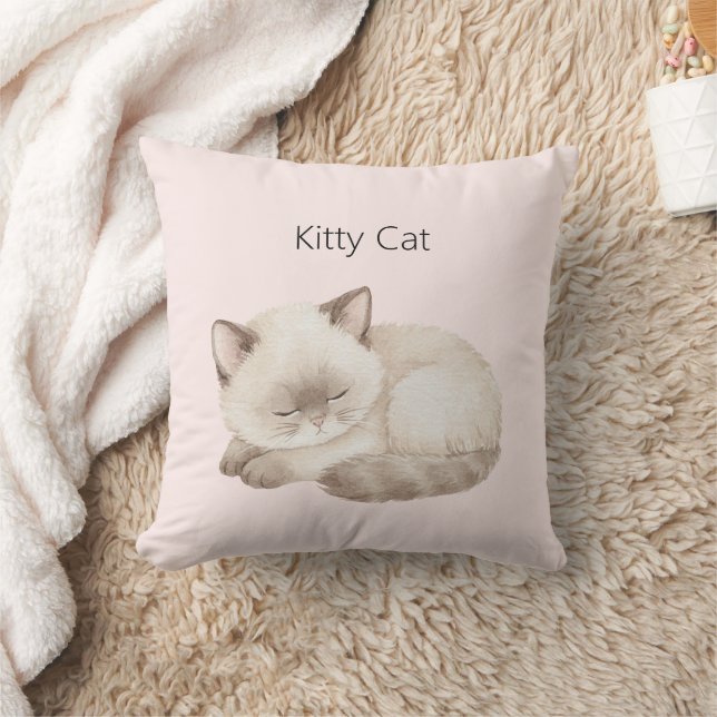 Weiße Graue Kitty Katze Kissen (Decke)