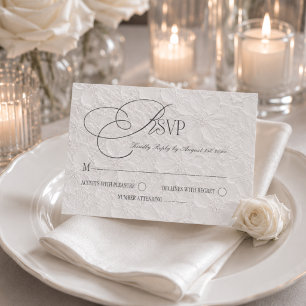 Weiße graue Luxus-Romanze Hochzeit RSVP Karte