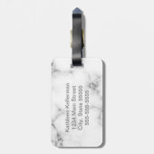 Weiße graue mit Monogramm Marmorierunginitiale Gepäckanhänger (Rückseite vertikal)