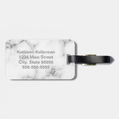 Weiße graue mit Monogramm Marmorierunginitiale Gepäckanhänger (Rückseite horizontal)