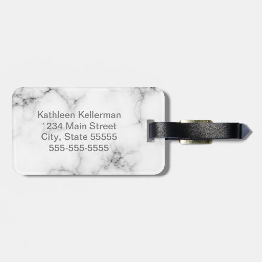 Weiße graue mit Monogramm Marmorierunginitiale Gepäckanhänger (Rückseite horizontal)