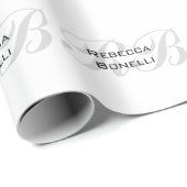 Weiße graue Monogramm-Name Anfangsbuchstaben schli Geschenkpapier (Rolleneckpunkt)