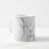 Weiße graue personalisierte Marmortextur Kaffeetasse (Vorderseite Links)