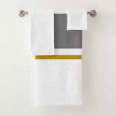 Weiße graue Racing Stripes weißer Hintergrund Badhandtuch Set (Insitu)