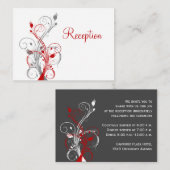 Weiße, graue, rot-florale Empfang-Umschließungskar Begleitkarte (Vorne/Hinten)